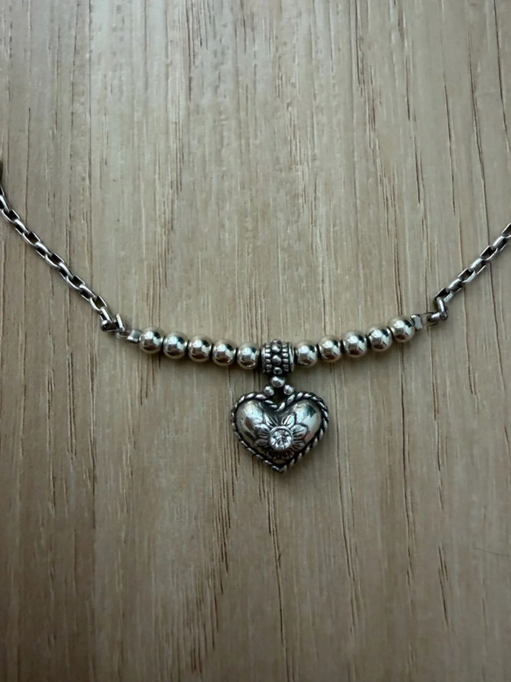 Brighton Silver Heart Pendant Necklace Adjustable 16–18.5”